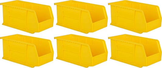 Hudson Exchange 11" x 5-1/2" x 5" (6 Pack) Plastic Stackable Storage Bin and Hanging Container, Yellow