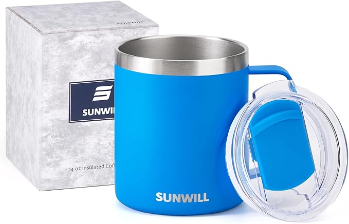 SUNWILL Insulated Coffee Mug, Stainless Steel 14 oz, Splash-Proof Lid | Keeps - Image 5