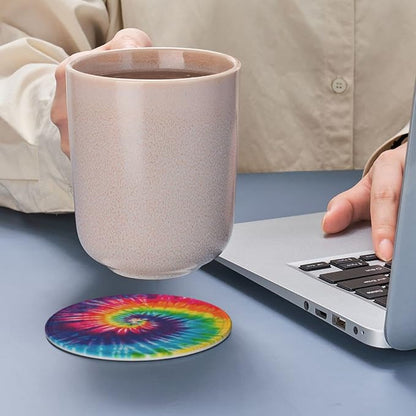 6 Pcs Colorful Rainbow Tie Dye Leather Coasters - Image 7
