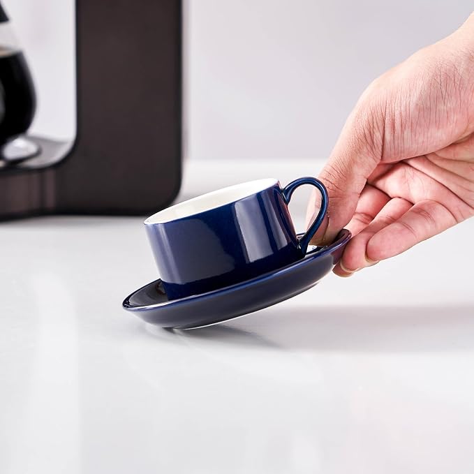 2.5oz Espresso Cups Set of 4, Porcelain Stackable Espresso Cups - Image 4