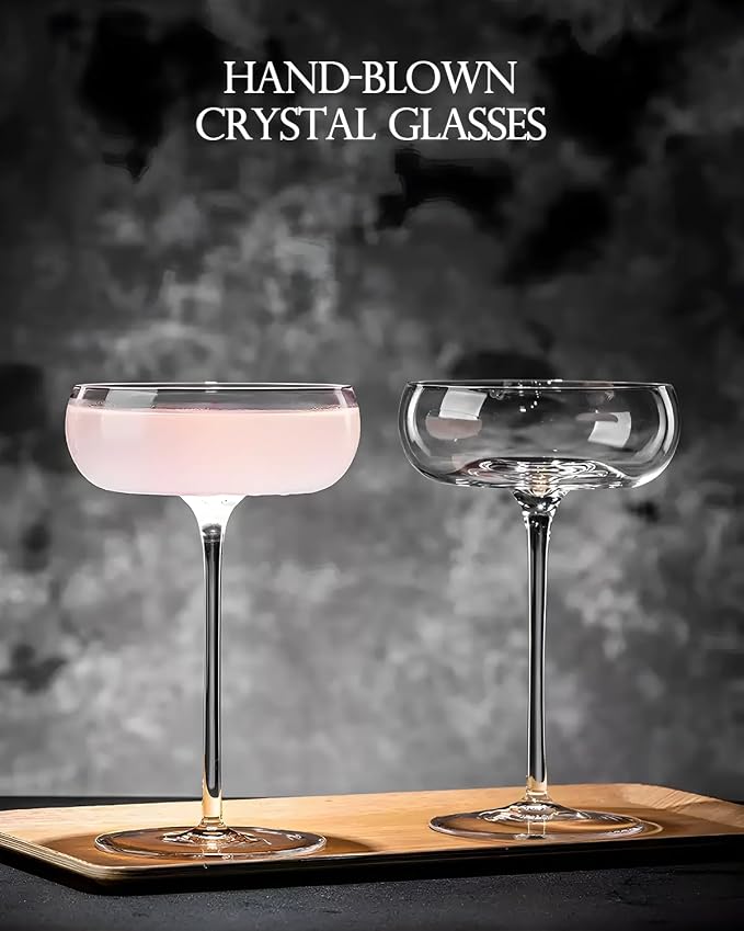 Handmade Coupe Glasses Set of 4 – 8.5oz Crystal Cocktail Glasses - Image 2