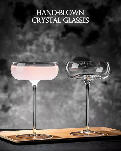 Handmade Coupe Glasses Set of 4 – 8.5oz Crystal Cocktail Glasses - Image 2