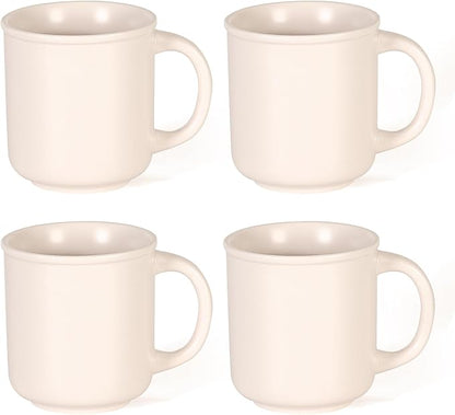 GZG 18 oz Coffee Mugs Set of 4, Modern Ceramic Coffee Cups Set with Handle, Large Coffee Mugs for Tea, Latte, Milk, Cocoa, Rustic Matte Glaze, Microwave & Dishwasher Safe(Cream Mist)