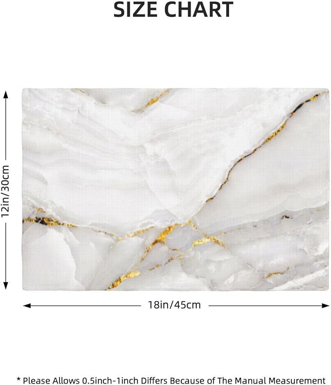 Fiokroo Marble with Golden Line Texture Placemats Set of 4 Table Mats Table - Image 2