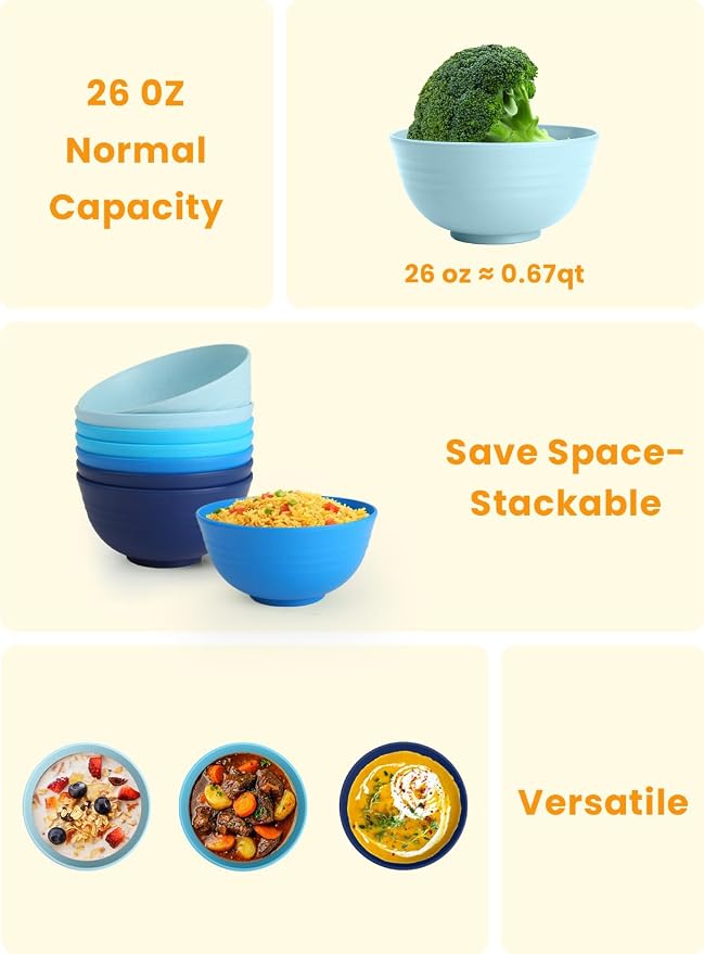Wheat Straw Bowls, Reusable Plastic Bowls - Image 4