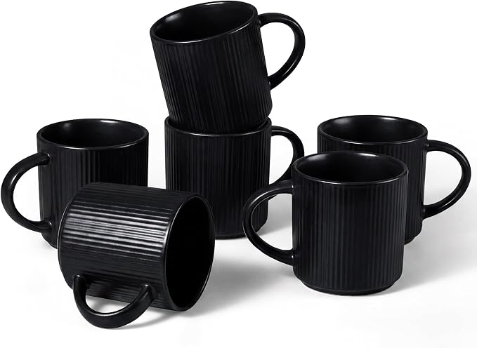 E-far 12 oz Coffee Mugs Set of 6, Stoneware Coffee Cups by E-far