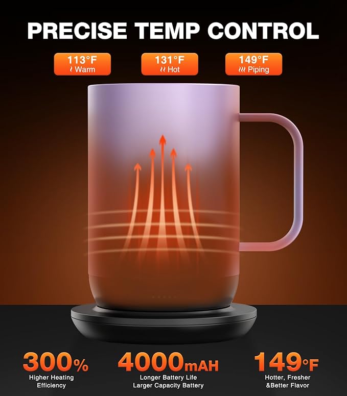 Kepwam Self-Heating Coffee Mug T1, 16oz Rechargeable Heated Coffee Mug - Image 2