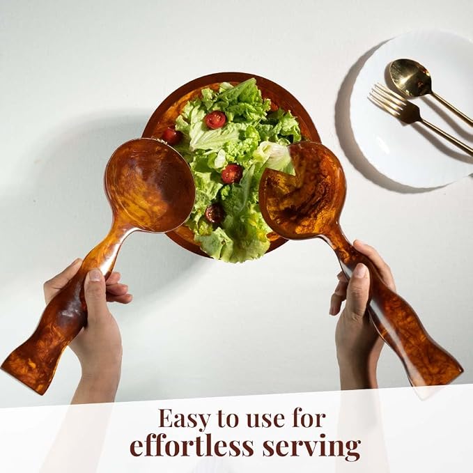 Folkulture Resin Salad Servers, Resin Serving Spoons | Salad Tongs - Image 8