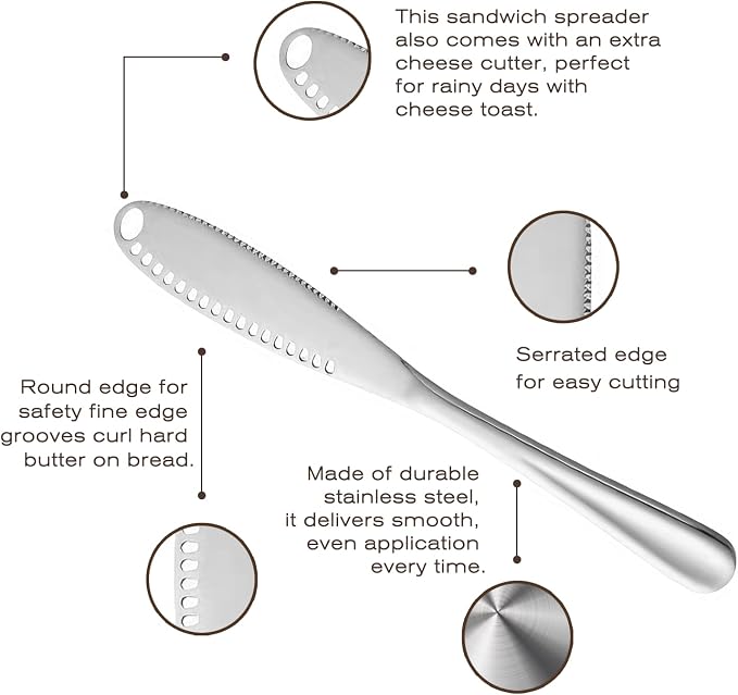 2 Pcs Butter Knife, 3 In 1 Stainless Steel Butter Spreader | Multifunctional - Image 5