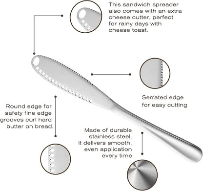 2 Pcs Butter Knife, 3 In 1 Stainless Steel Butter Spreader | Multifunctional - Image 5