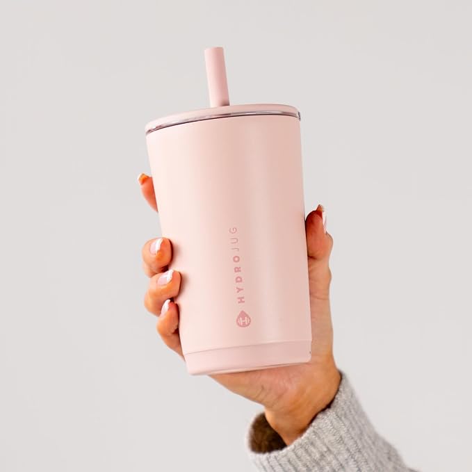 HydroJug Everyday Tumbler 14 oz, Ceramic-Lined Straw Cup, Dusty Rose - Image 5
