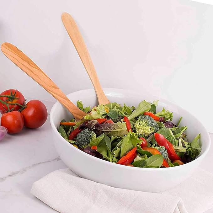 Eddington Italian Olive Wood Salad Server, Handcrafted in Europe, 2-Piece Set - Image 2
