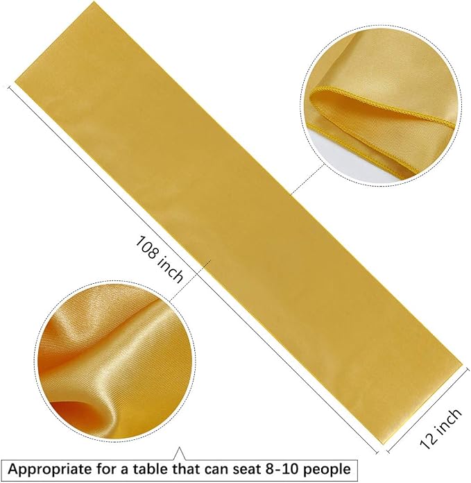 Gold Table Runners 20 Pack 12x108 inch Silk Satin Smooth Fabric | Satin Table - Image 5
