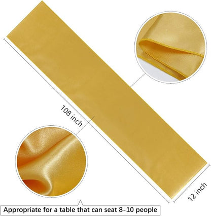 Gold Satin Table Runners 10 Pack 12x108 inch Silk Smooth Fabric | Bright Satin - Image 5