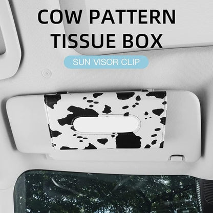 Cow Print Car Accessory for Women, Premium Tissues Holder, Car Napkins Box | - Image 2