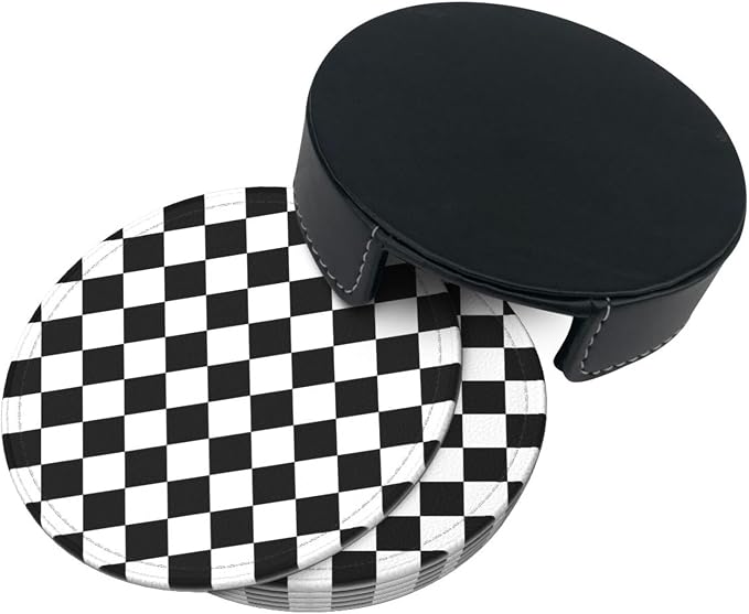 Black and White Checkered Coasters - Image 9