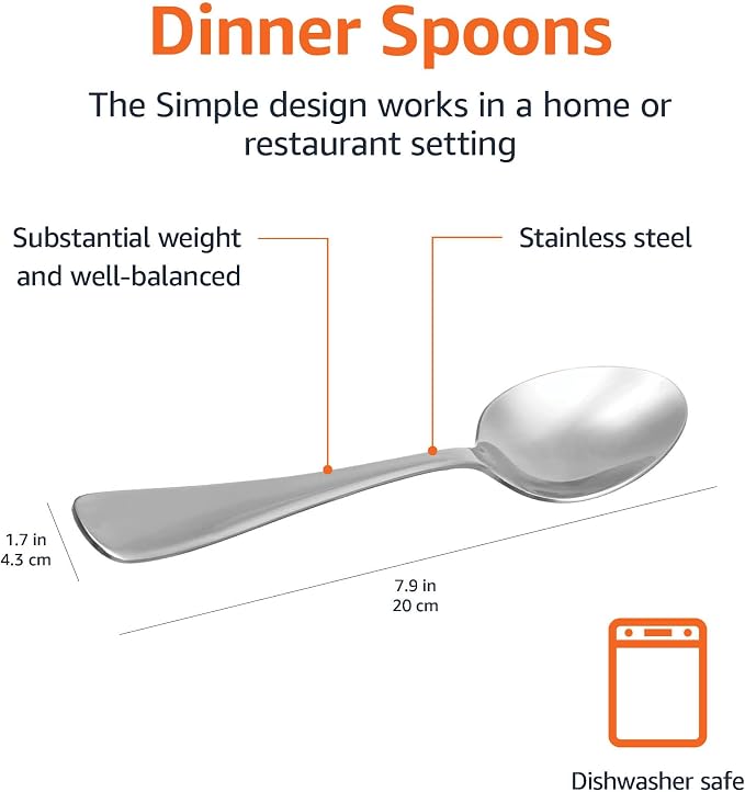 Amazon Basics Stainless Steel Dishwasher Safe Dinner Spoons - Image 5
