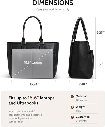 Laptop Tote Bag for Women, Leather Work Tote - Image 8
