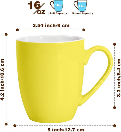 Urbanstrive 16 oz Large Coffee Mugs Set of 6 Ceramic Coffee Mug White Coffee - Image 2