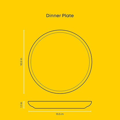 JoyJolt Mesa Stoneware Dinner Plates Set of 6, 10.5" Dish Set, Dishwasher and Microwave Safe Plate Set, Modern Rustic Dinnerware, Kitchen Serving Dishes - Matte Black