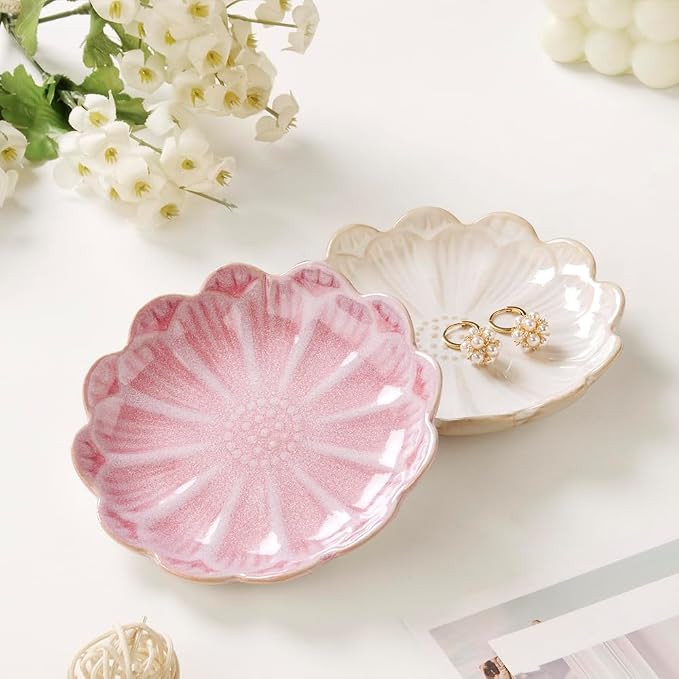 Lotus Ring Holder Dish Small Indoor Ash Tray, Ceramic Dessert Plate Trinket - Image 3