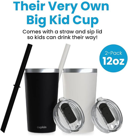 CUPKIN Toddler Tumblers, The Original 12 oz Stackable Stainless Steel Cups - Image 2