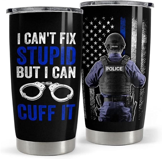 Police Tumbler 20oz Stainless Steel Insulated Coffee Travel Mug Cup Police by SANDJEST