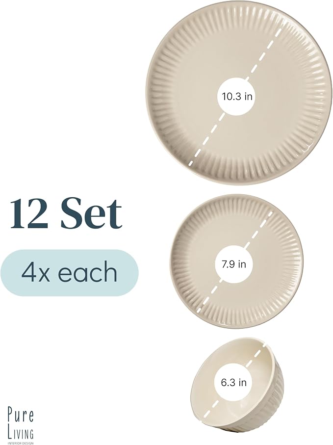 12 Piece Stoneware Dinnerware Set - Image 3