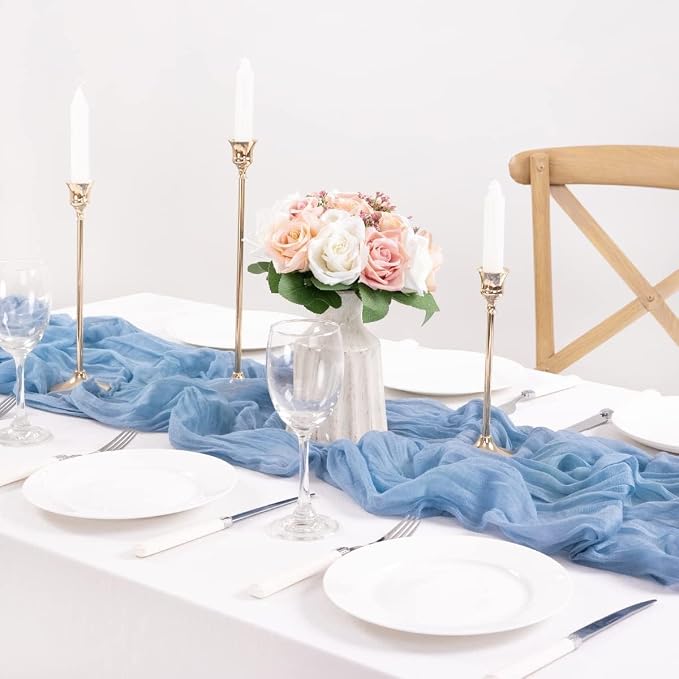 Dusty Blue Gauze Cheesecloth Table Runner 10ft Dinning Kitch Decor | - Image 3