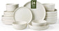 Famiware Milkyway 24-Piece Stoneware Plates and Bowls, Matte Beige White | by Famiware