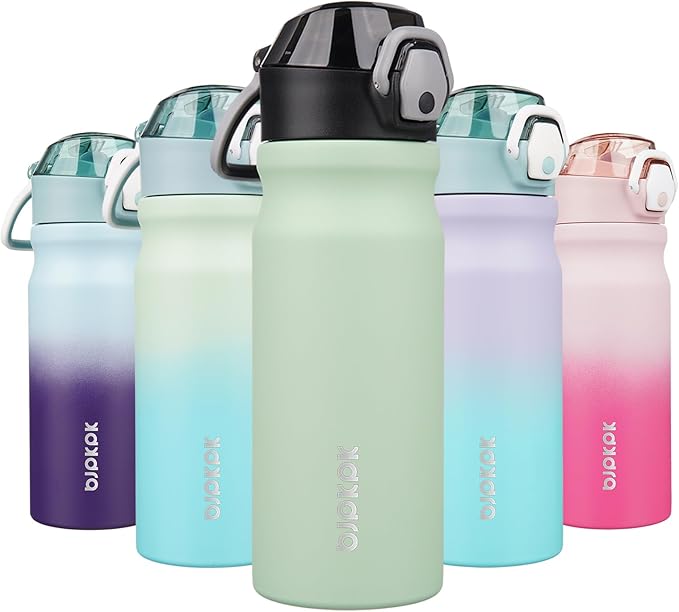 BJPKPK 18 oz Water Bottle with Straw & Handle, Insulated Stainless Flask | Leak by BJPKPK
