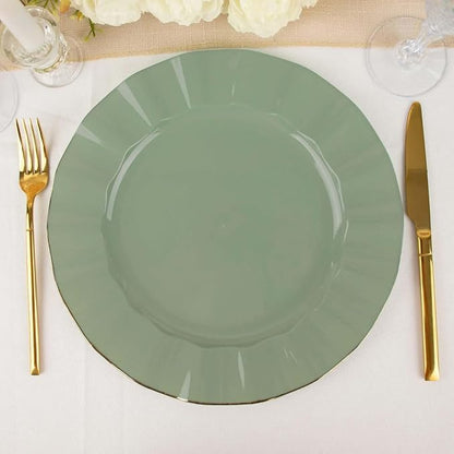 Efavormart 11" Dinner Plates – Set of 10 Plastic Dusty Sage Green Round by efavormart