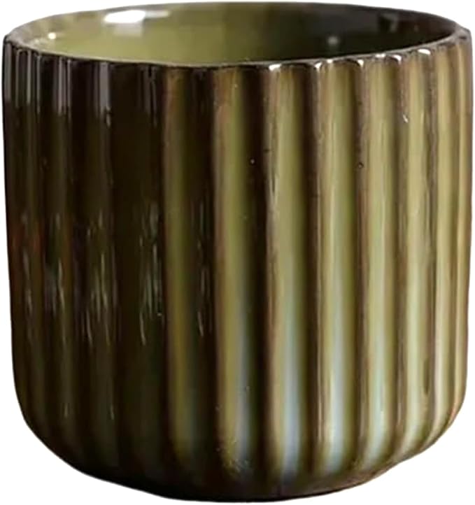 Vintage Ceramic Mug, Japanese Tea Cup 6oz Striped Cup No Handle Drinking Cup by Unknown