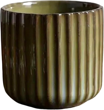 Vintage Ceramic Mug, Japanese Tea Cup 6oz Striped Cup No Handle Drinking Cup by Unknown