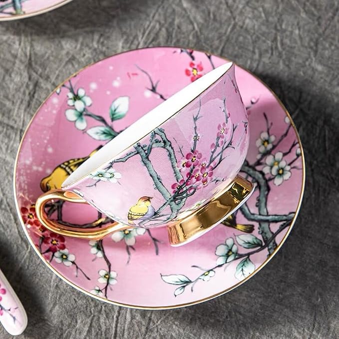 Bone China Cup& Saucer Set, 6.8oz- Birds& Trees - Image 5