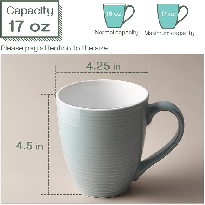 DOWAN Coffee Mugs, 17 Oz Coffee Mug Set of 6, Corrugated Tea Mugs - Image 3