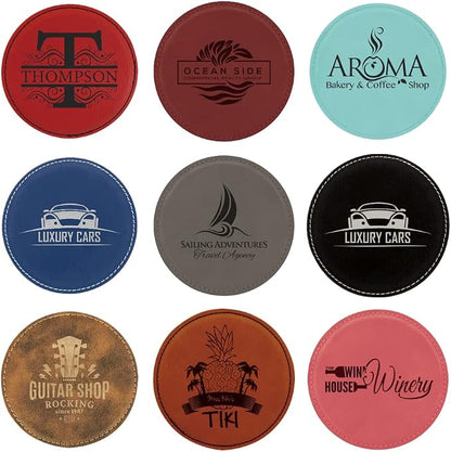 Custom Engraved Coasters | Personalized Leather Coaster | Set of 6 | Drink - Image 3