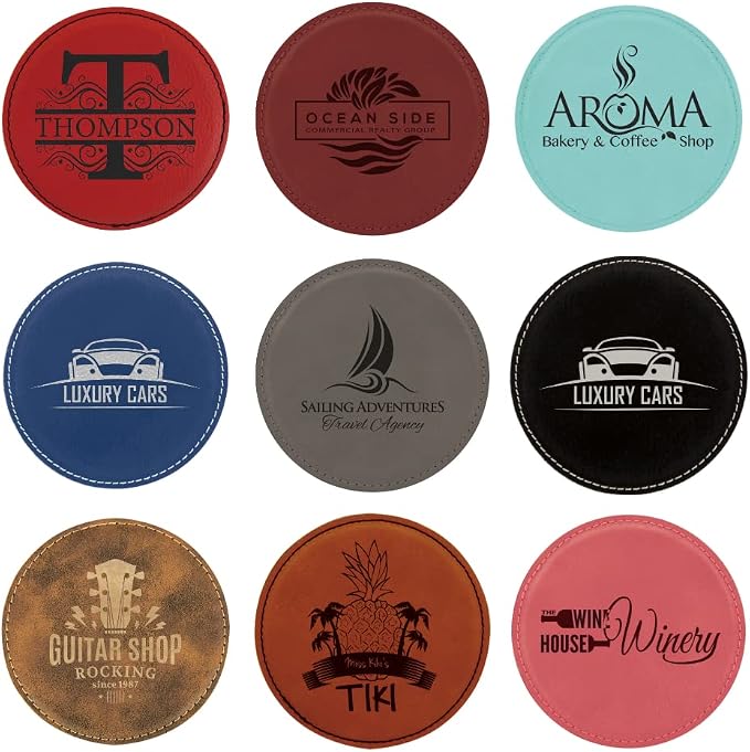 Custom Engraved Coasters | Personalized Leather Coaster | Set of 6 | Drink - Image 3