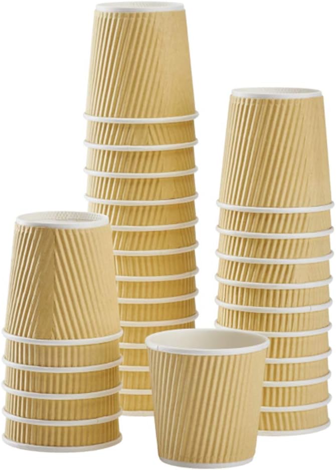 Karat Coffee Hot Cups 4oz Kraft Small Ripple Disposable Paper Cups, Picnic or by Karat