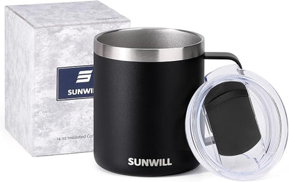 SUNWILL Travel Coffee Mug with Lid, Insulated Tumbler with Handle, 14oz - Image 5