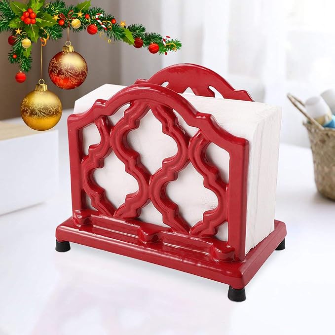 JOGREFUL Cast Iron Napkin Holder, Kitchen Organizer Classic Red | Vintage Metal by JOGREFUL