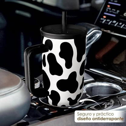 SANDJEST Cow Tumbler with Handle 40oz, Cow Print Cup Stainless Steel Tumblers - Image 6