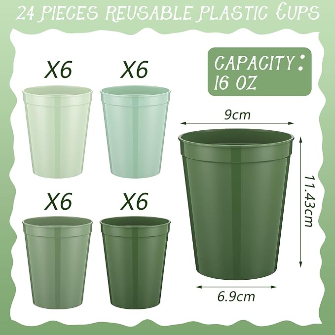 Yungyan 24 Pcs Reusable Plastic Cups 16 Oz Baby Shower Cups - Image 3