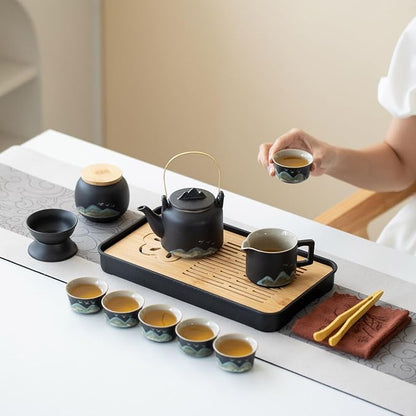 Chinese Gongfu Tea Set tea kit, Tea Gift sets, 15-Piece Ceramic Tea Service - Image 9