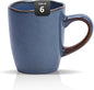 Organic Shape Highland Ceramic Mug, 6pcs 12oz Handmade Reactive Glaze Stoneware Coffee Mug with Wavy Edge, for Kitchen, Microwave & Dishwasher Safe, Scratch Resistant-Blue