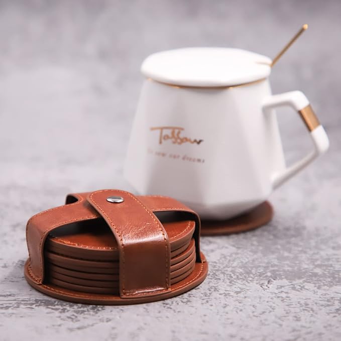 TOSSOW PU Leather Coaster 8 Pcs - Image 3