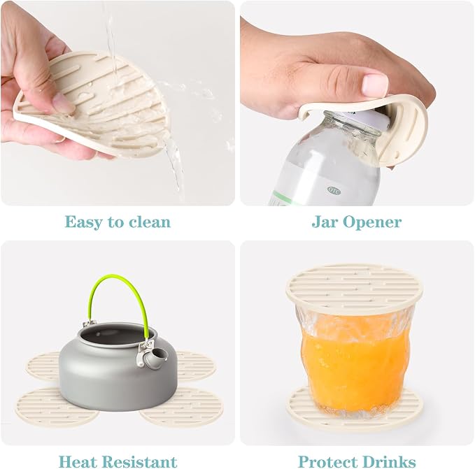 Silicone Coasters for Drinks, Thickened Coasters Cup Mat, Heat Resistant 600℉ - Image 5