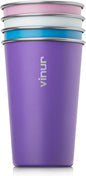 Stainless Steel Cups-16 oz Colorful Stackable Metal Drinking Glasses 4 Pcs | 16 by Vinur