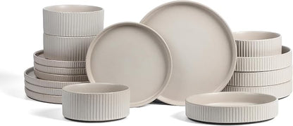 Stone Lain Haven Stoneware 16-Piece Dinnerware Set, Plates and Bowls Sets by Unknown