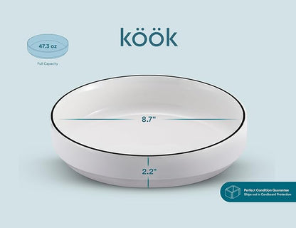 KooK Ceramic Large Pasta Bowls, Microwave and Dishwasher Safe, Shallow Serving - Image 7